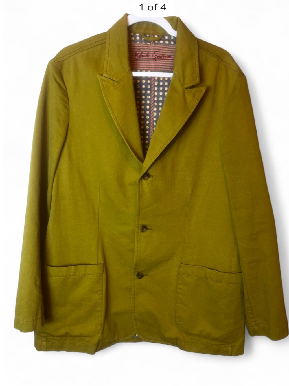 Men’s Robert Graham 100% Cotton Chartreuse Blazer/Sport Coat Size M
